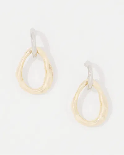 White House Black Market Silver + Gold Sculptural Drop Hoop Earrings |  In Gold W/silver