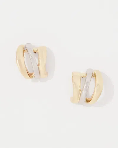 White House Black Market Silver + Gold Sculptural Hoop Earrings |  In Gold W/silver
