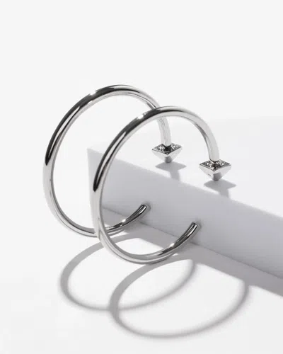 White House Black Market Silver Hoop Earrings |  In Metallic