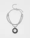 White House Black Market Silver Onyx Charm Bracelet |  In Metallic