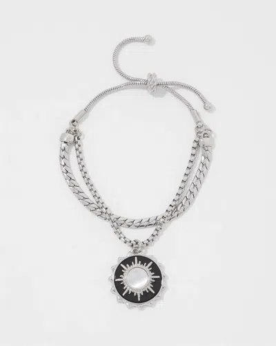 White House Black Market Silver Onyx Charm Bracelet |  In Metallic