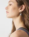 White House Black Market Silver Onyx Charm Drop Earrings |  In Silver