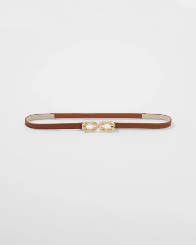 White House Black Market Skinny Belt With Gold Rope Buckle In Vachetta