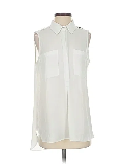 Pre-owned White House Black Market Sleeveless Button Down Shirt In White