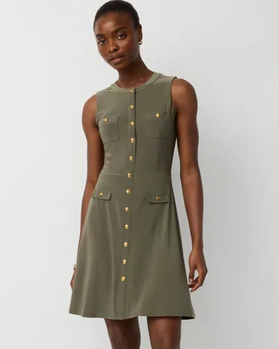 White House Black Market Sleeveless Button Front Dress In Brown
