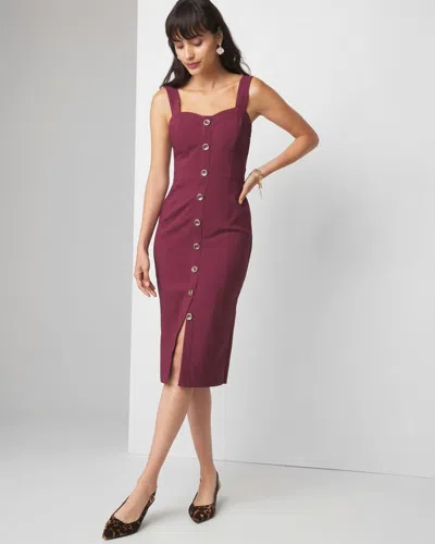 White House Black Market Sleeveless Button Front Sheath Dress In Windsor Wine