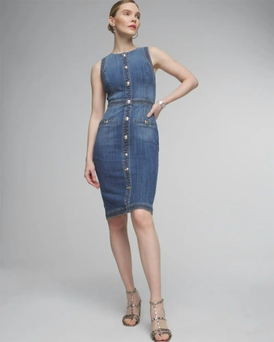 White House Black Market Sleeveless Denim Crest Sheath Dress In Blue |  ModeSens