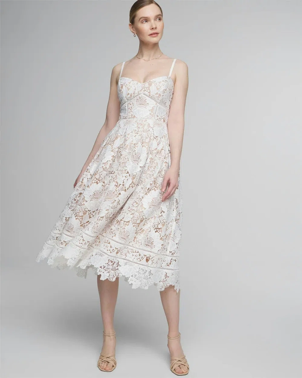 slim fit dress slacks Sleeved Lace Long Fit & Flare Wedding Dress main image 0
