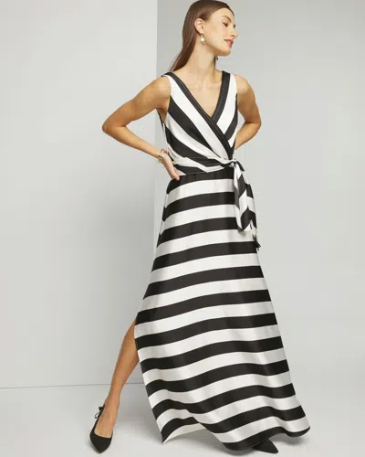 White House Black Market Sleeveless Stripe Fit & Flare Gown In Bold Stripe-d
