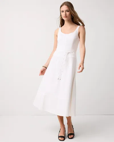 White House Black Market Sleeveless Tie-waist Denim Dress In White