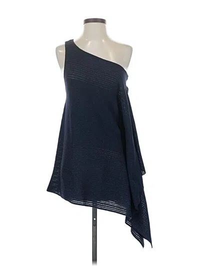 White House Black Market Sleeveless Top Blue One Shoulder Neckline Tops