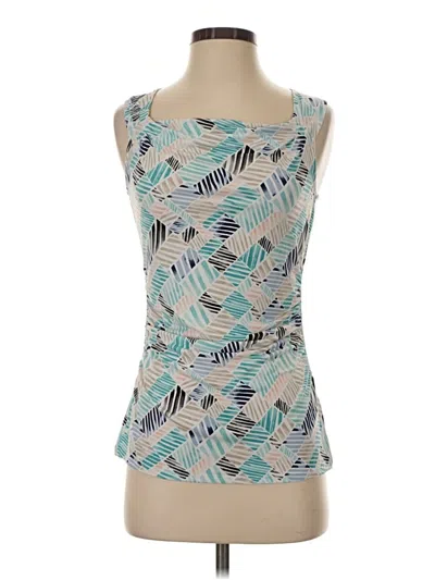 White House Black Market Sleeveless Top Teal Scoop Neck Tops In Multi