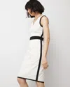 Shop White House Black Market Sleeveless V-neck Colorblock Sheath In Black/white