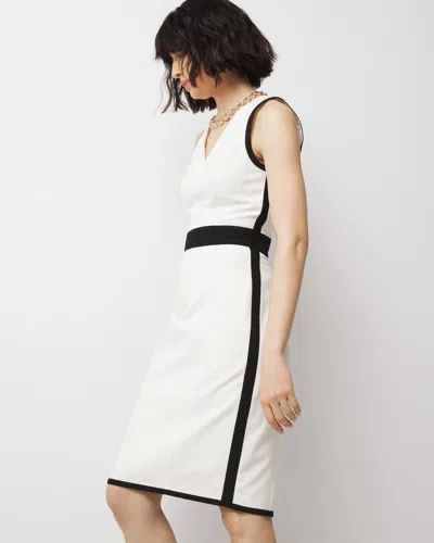White House Black Market Sleeveless V-neck Colorblock Sheath In Black/white