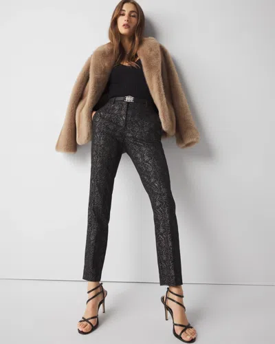 White House Black Market Slim Ankle Jacquard Pants In Lofty Scroll Lurex Black
