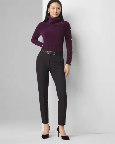 White House Black Market Slim Ankle Jacquard Pants In Plum Noir/black