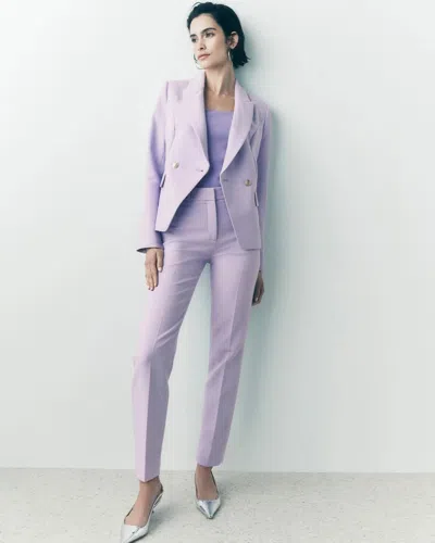 White House Black Market Slim Ankle Luxe Double Weave Pants In Purple