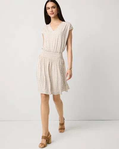 White House Black Market Smocked Waist Dress In White