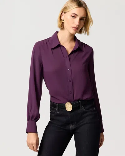 White House Black Market Soft Shirt With Piping In Purple