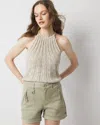 White House Black Market Petite Space Dye Sweater Halter Tank Top In Matcha Lave Spacedye