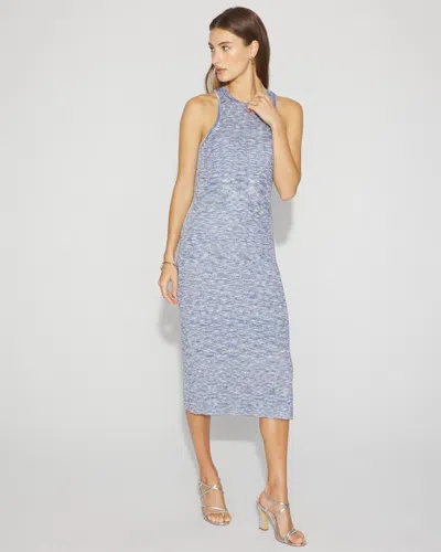 White House Black Market Space-dye Ribbed Midi Dress With Lurex In Purple