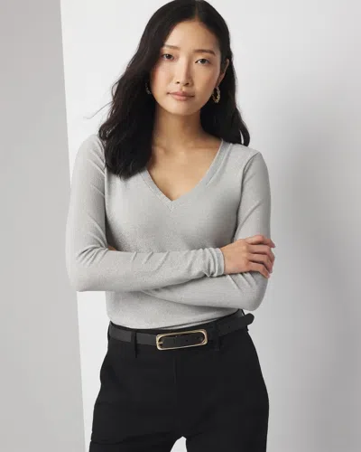 White House Black Market Sparkle Knit Top In Lunar Metallic