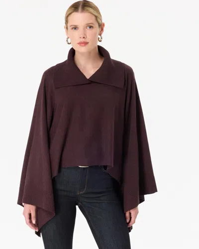 White House Black Market Split Neck Sweater Poncho In Heather Espresso Martini