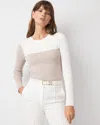White House Black Market Square Colorblock Pullover Sweater In Neutral