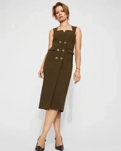 White House Black Market Square Neck Tailored Midi Dress In Brown