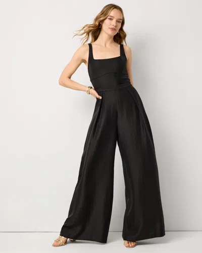 White House Black Market Square Neck Wide Leg Pants Jumpsuit In Black