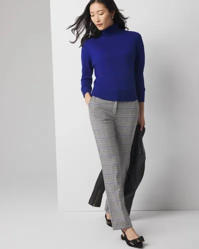 White House Black Market Straight Leg Houndstooth Luxe Plaid Pants In Luxe Plaid Beaucoup Blue