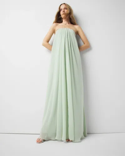 White House Black Market Strapless Chiffon Drape Gown In Sage Mint