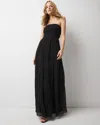 White House Black Market Strapless Chiffon Maxi Dress In Black