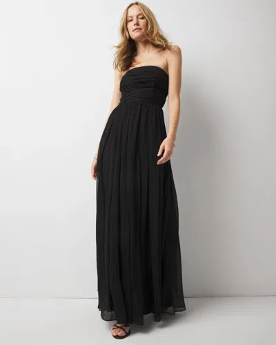 White House Black Market Strapless Chiffon Maxi Dress In Black