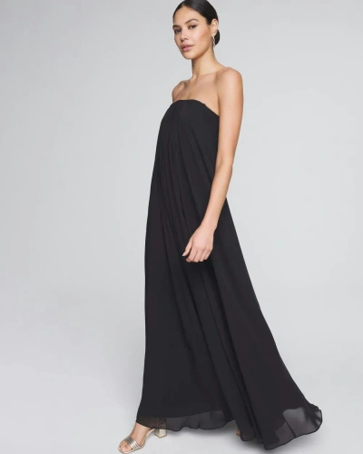 White House Black Market Strapless Drape Gown In Black