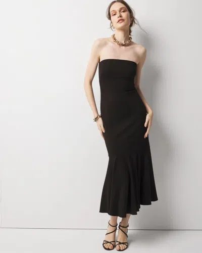 White House Black Market Strapless Midi Dress In Black
