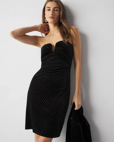 White House Black Market Strapless Studded Velvet Mini Dress In Black