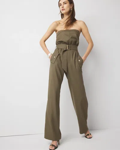White House Black Market Strapless Utility Jumpsuit In Green