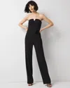 White House Black Market Strapless V-neck Wide Leg Pants Jumpsuit In Black