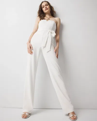 White House Black Market Strapless Wide Leg Pants Jumpsuit In White