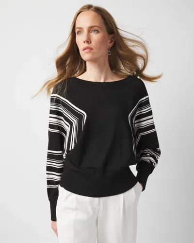 White House Black Market Striped Dolman Sweater In B/w Sleeve Stripe