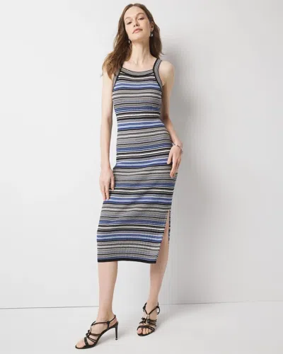 White House Black Market Striped Halter Midi Dress In Hillary Stripe Brilliant