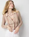 White House Black Market Striped Lurex Cardigan Sweater