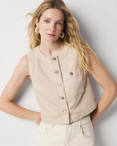 White House Black Market Striped Patch Pocket Shell In Multi