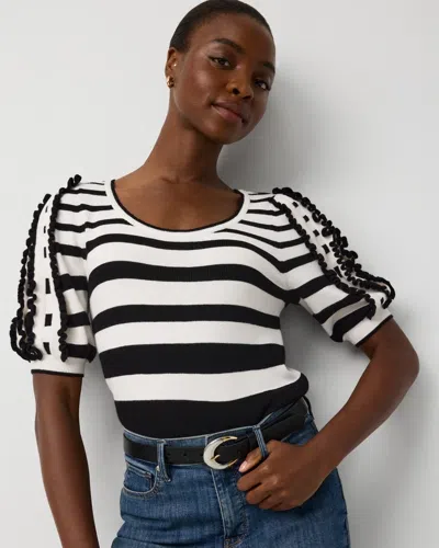 White House Black Market Striped Short Sleeve Pullover Sweater