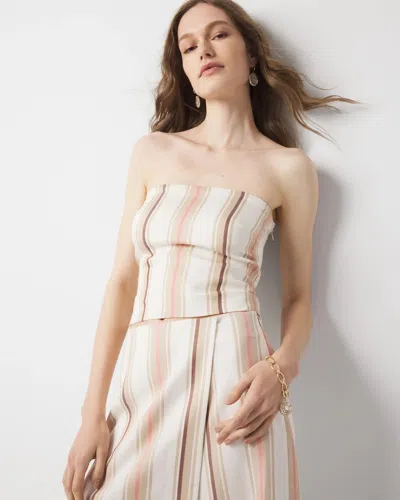 White House Black Market Striped Spaghetti Strap Top In White