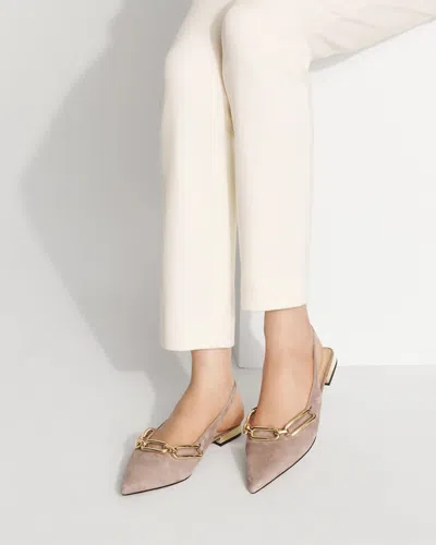 White House Black Market Suede Chain-detail Slingback