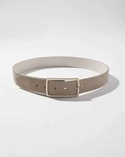 White House Black Market Suede Denim Belt In Neutral