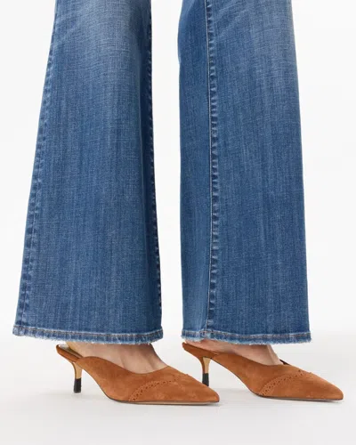 White House Black Market Suede Kitten Heels Mules In Golden Chestnut