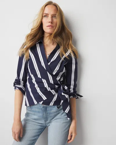 White House Black Market Surplice Poplin Shirt In Ivy Stripe Ao Officer